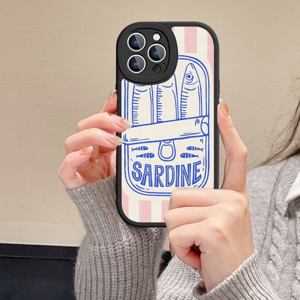 Sardines Phone Case For IPhone 16 15 14 13 12 11 Pro Max Plus Leather Cover