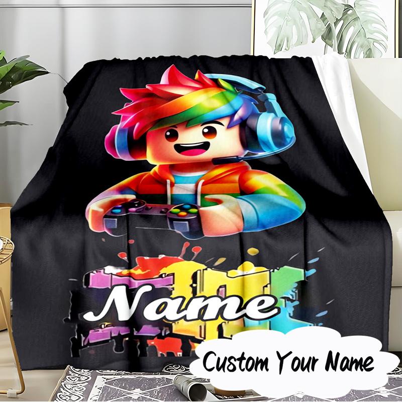 Custom Name Ro-blox Adventure Quests Blanket  Ideal Bedding Blanket Perfect for Travel, Camping, Living Rooms, Offices, Sofas, Fan Christmas gift