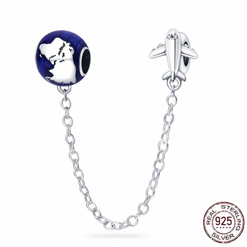 Stříbrný Křišťálový Pavé Bezpečnostní Řetízek Pevný Klip Pramen Přívěsek Vhodný pro Ženy Náramek Stříbrné Šperky Párty Narozeninový Dárek