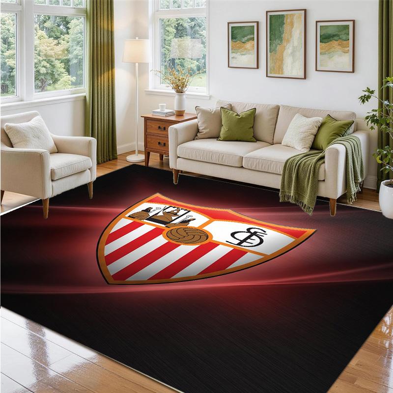 Sevilla FC Design Crystal Velvet Rug Soft Decorative Mat for Bedroom Entrance