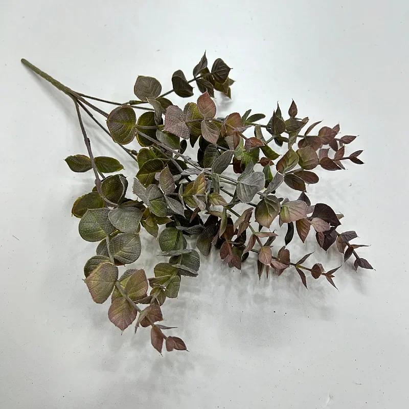 

Artificial 5 Forks 15 Leaves Eucalyptus Plastic Plants Wedding Decorative Floral Simulation Green Plant Leaf Cafe Decoration рожевий