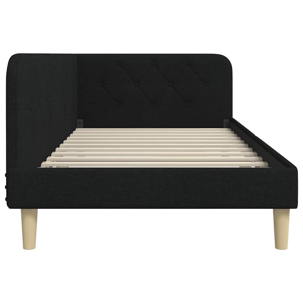 Corner Bed Frame Black 90 X 190 Cm Fabric
