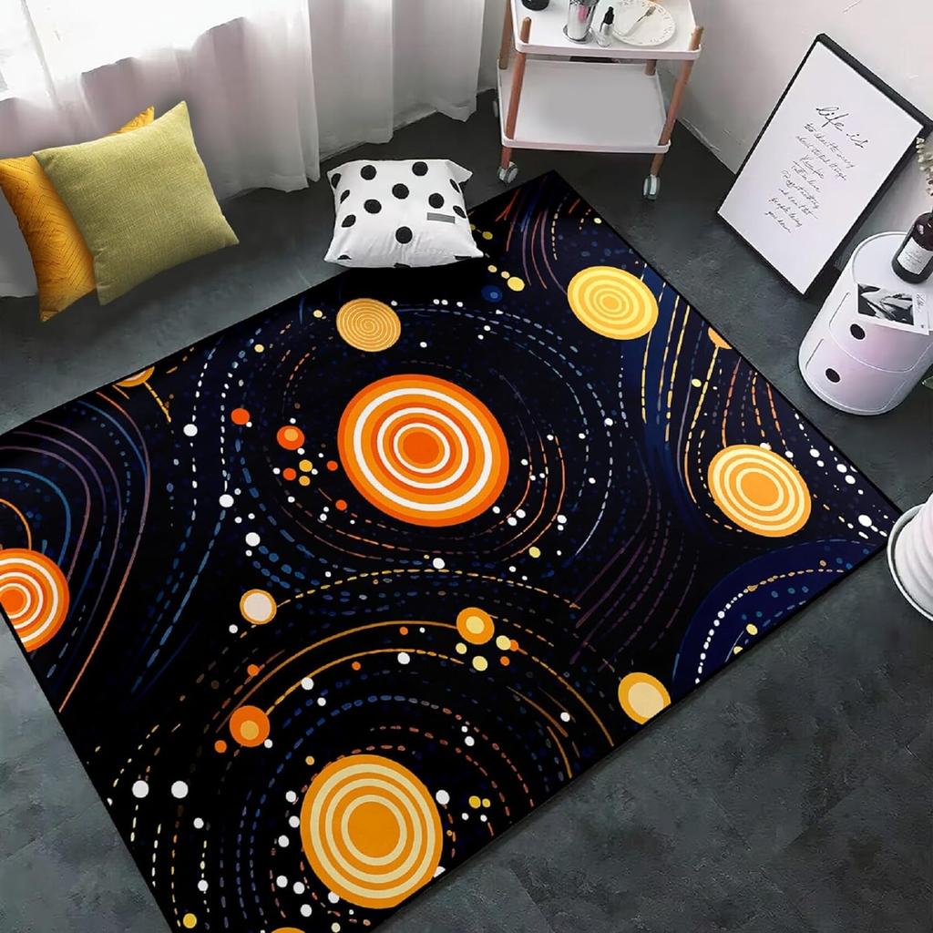 Starry Sky Rug Space Pattern Carpet Solar System Rug for Boy Girls Bedroom Galaxy Starry Sky Area Rug Universe Themed Decoration