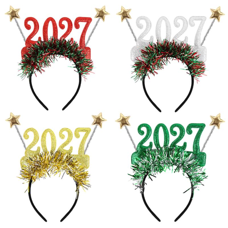 Festive Plastic Glasses Party Headband 2027 New Year Christmas Decor Hair Accessory for Kids Holiday Party Gift