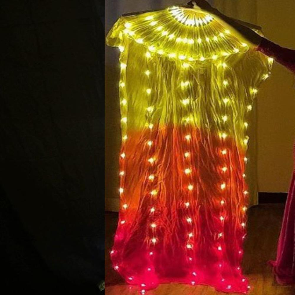 Evantai lung din mătase cu LED-uri imitație de raion, 1,5 m, pentru dansatori, practică, accesorii de dans