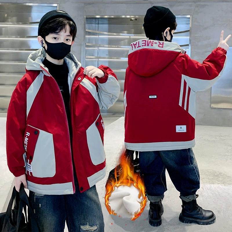 

Куртки-ветровки для мальчиков на осень и зиму крутые и красивые, детские с капюшоном, в стиле кэжуал, хулиганские, красивые, трендовая повседневная одежда для мальчиков 130