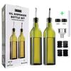 Olive Oil Dispenser Bottle, 2 Pcs Glass Dispenser Set with 2 Stainless Steel Pourers, 4 Labels and 1 Funnel Bottles for Kitchen
