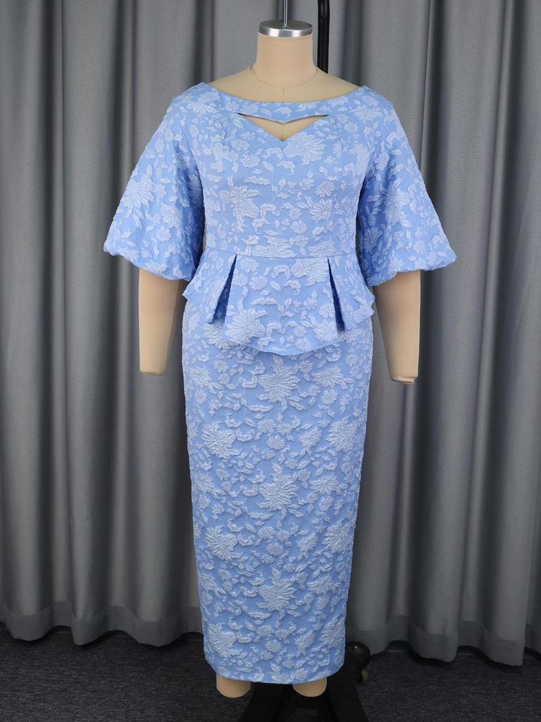 Jacquard Rüschen Bodycon Kleid in Übergröße - Elegantes Schlankmachendes Party-Outfit
