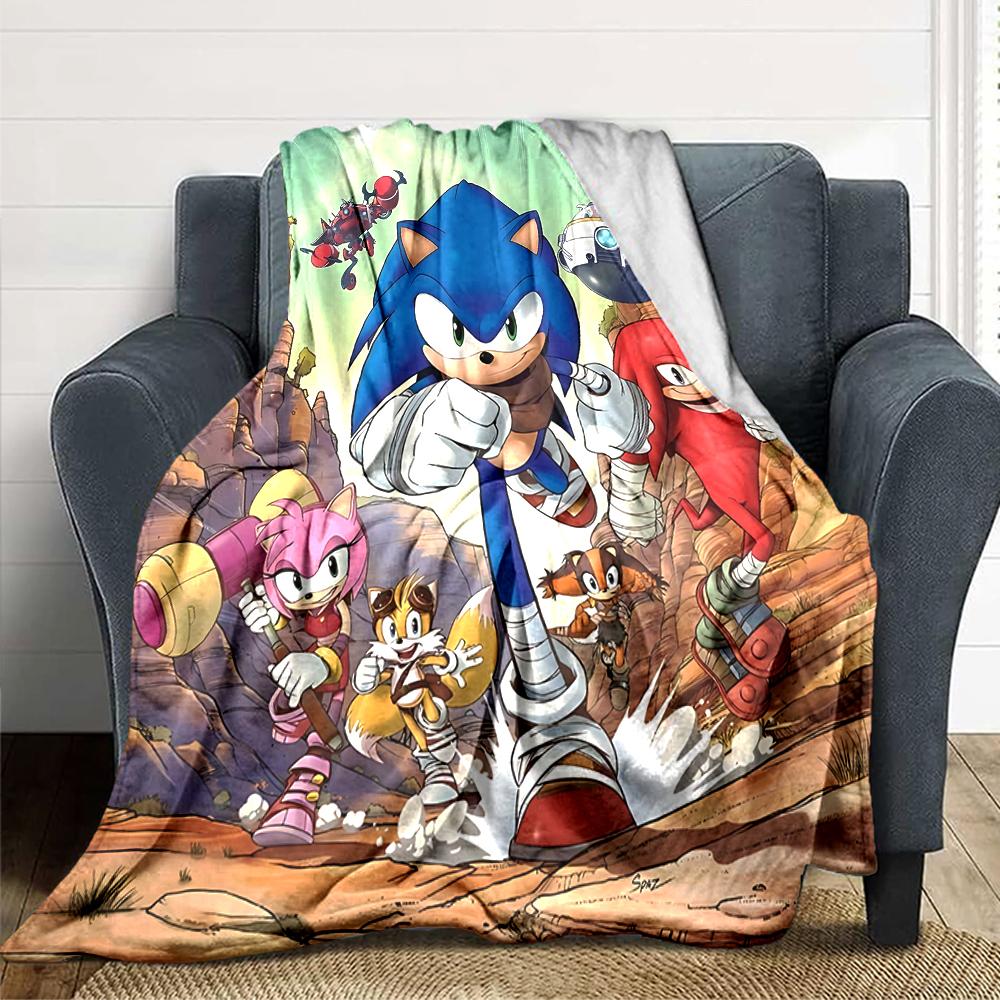 1Pc Sonic Adventure Team Sonic Blanket For Couch Bed Plush Cozy Fuzzy Blanket Super Soft Warm Blankets For Fall And Winter 0918237