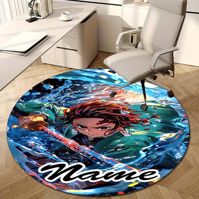 Personalized Demon Slayer Round Chair Office Rug - Perfect for Mat, Office Chair & More - Ideal Gift for Birthdays and Holidays