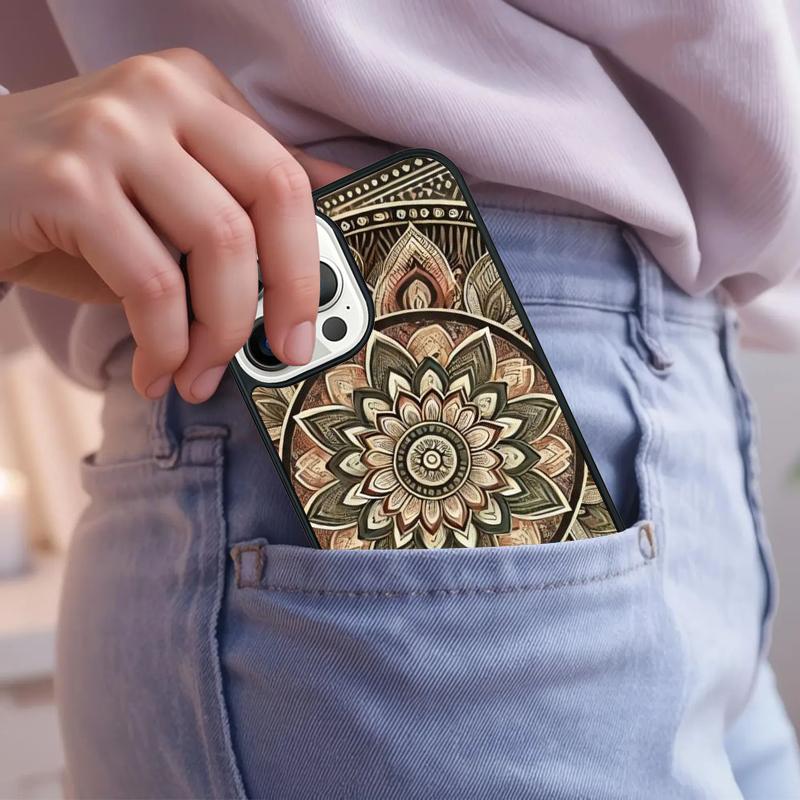 Mandala Wood Floral Phone Case For iPhone 17 Air 15 16e 14 13 Pro Max Coque 12 11 Pro Max PLUS cover