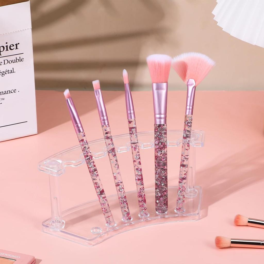 1pc,vertical 6-slot Pen Holder, Transparent Plastic Display Stand, Pencil Holder, Eyebrow Pencil Holder, Makeup Brush Holder