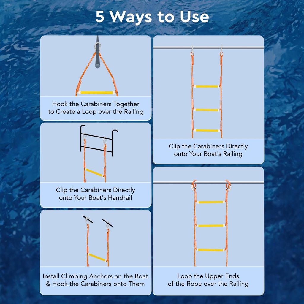 Stufenleiter Strickleiter Einstiegsleiter Praktisch Leicht Stabil Schwerlast