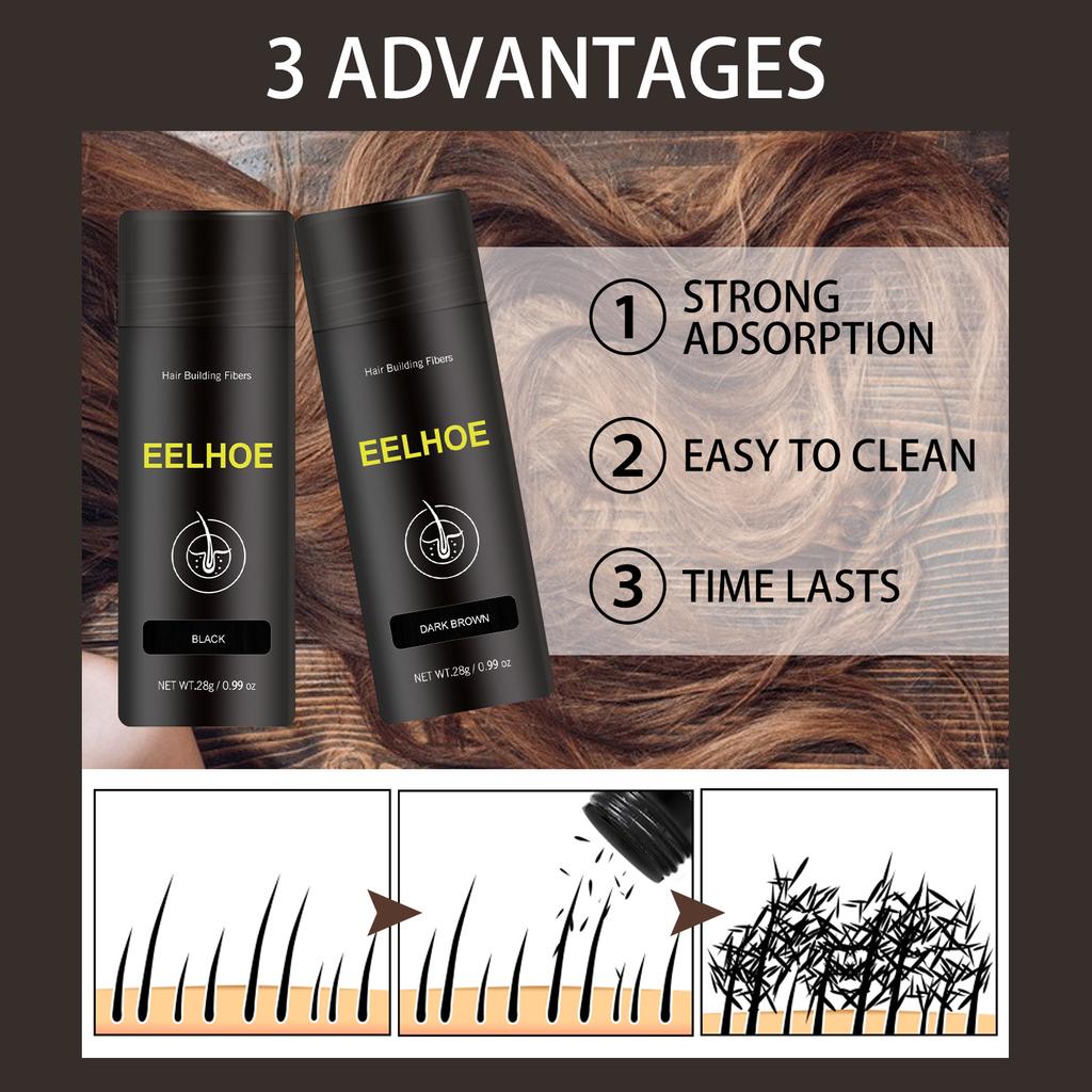 EELHOE Hair Fiber Powder Top Covering Hair Care Volumetric, Fluffy, Lightweight and Naturally Smooth Powder