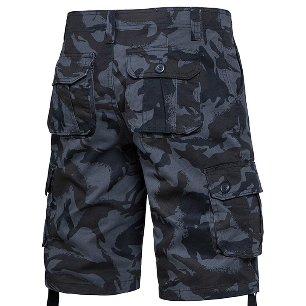 Mens Cargo Shorts 3/4 Length Shorts Men Camo Knee Length Pants With Pockets Work Trousers Men Casual Capri Pants