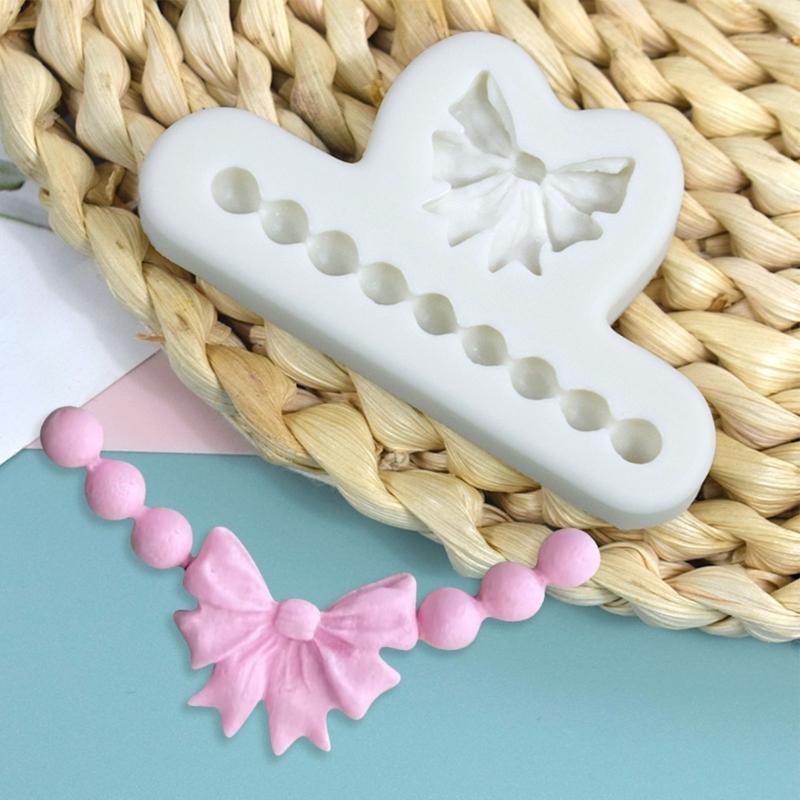 Silicone Chocolate Moulds Fondant Mold Bowknot Pearl Necklace Shape Silicone Material Household Baking Mould Baking Tool