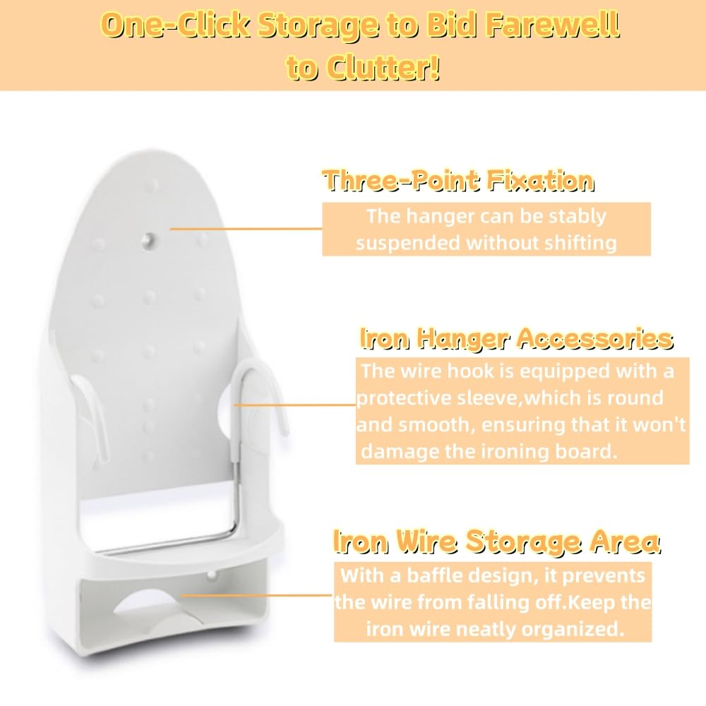 Wall Mount Ironing Board Wall Mount Ironing Board Laundry Room Storage Electric Iron Holder with Removable Ironing Board Iron, Hanger, Holder,