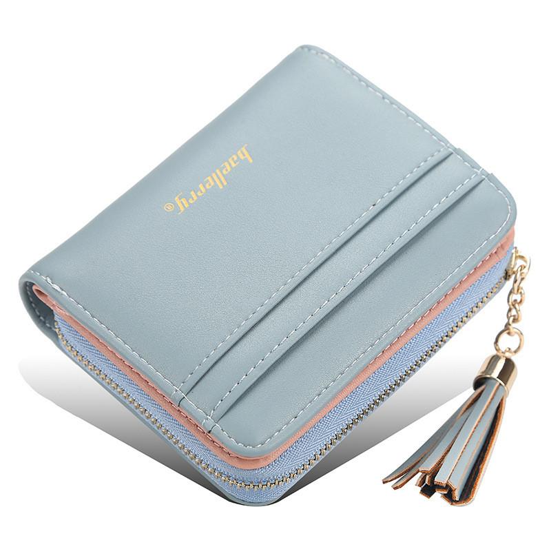 Womens Short Wallet Pu Leather Multicard Holder With Tassel Decoration For Daily Use