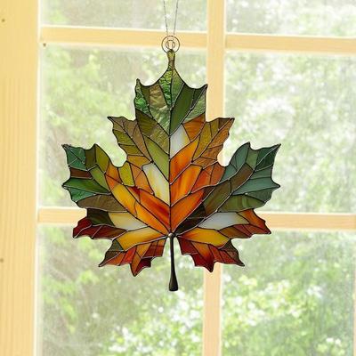 Acrylic Maple Leaf  Hanging Ornament Fall Stained Leaf Decorations Window Wall Hanging Ornament For Thanksgiving Autumn Party