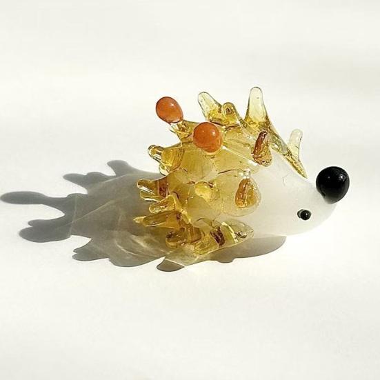 Handgeblasene Igel-Figur Mini-Glas-Tier-Skulptur Sammlerstück Geschenk für Zuhause Schlafzimmer Tischdekoration