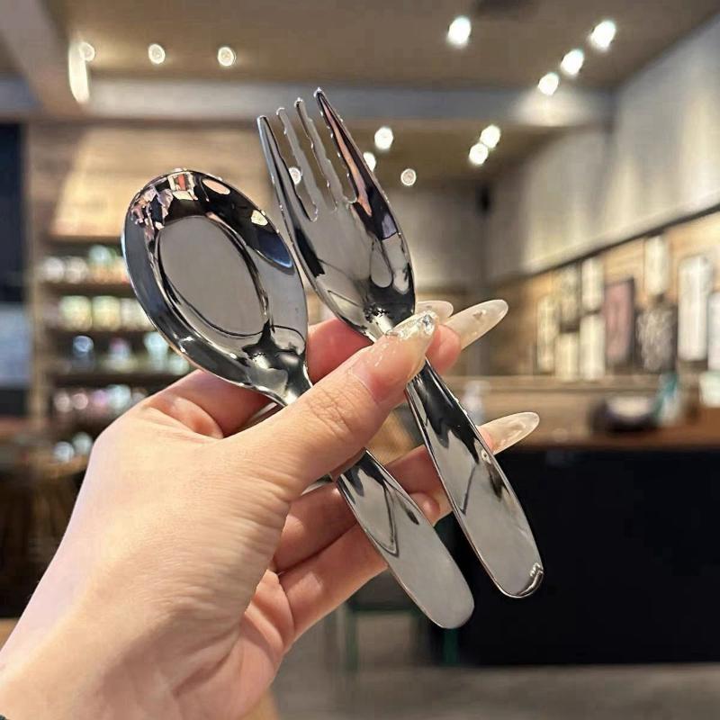 Portable 2 In 1 Children'S Utensil Set Stainless Steel Spoon Fork For Toddlers With Box Case Travel Kids Cutlery Tableware Gift