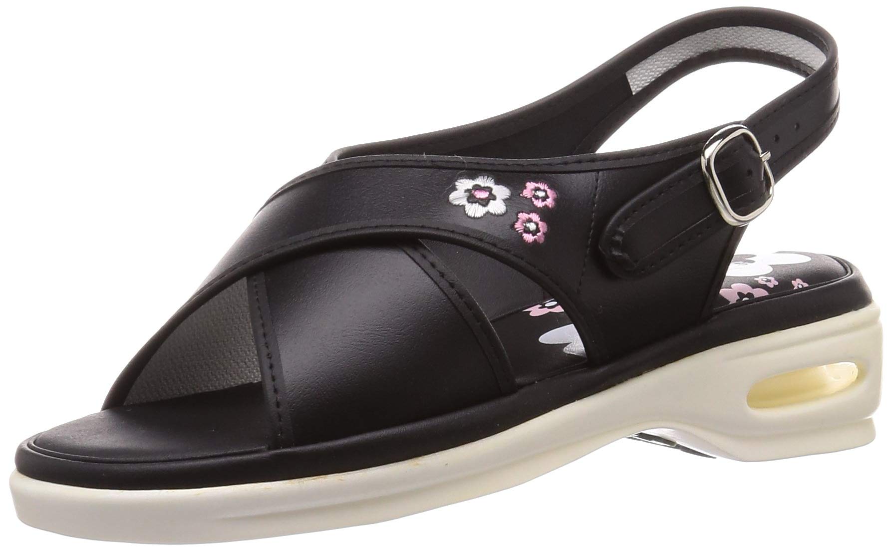 Wing Nurse Nurse Sandals, White, 3.5cm Heel, WN7707, Women s, Black, Sizes S/M/L, M (22.5-23.0 cm), 3E