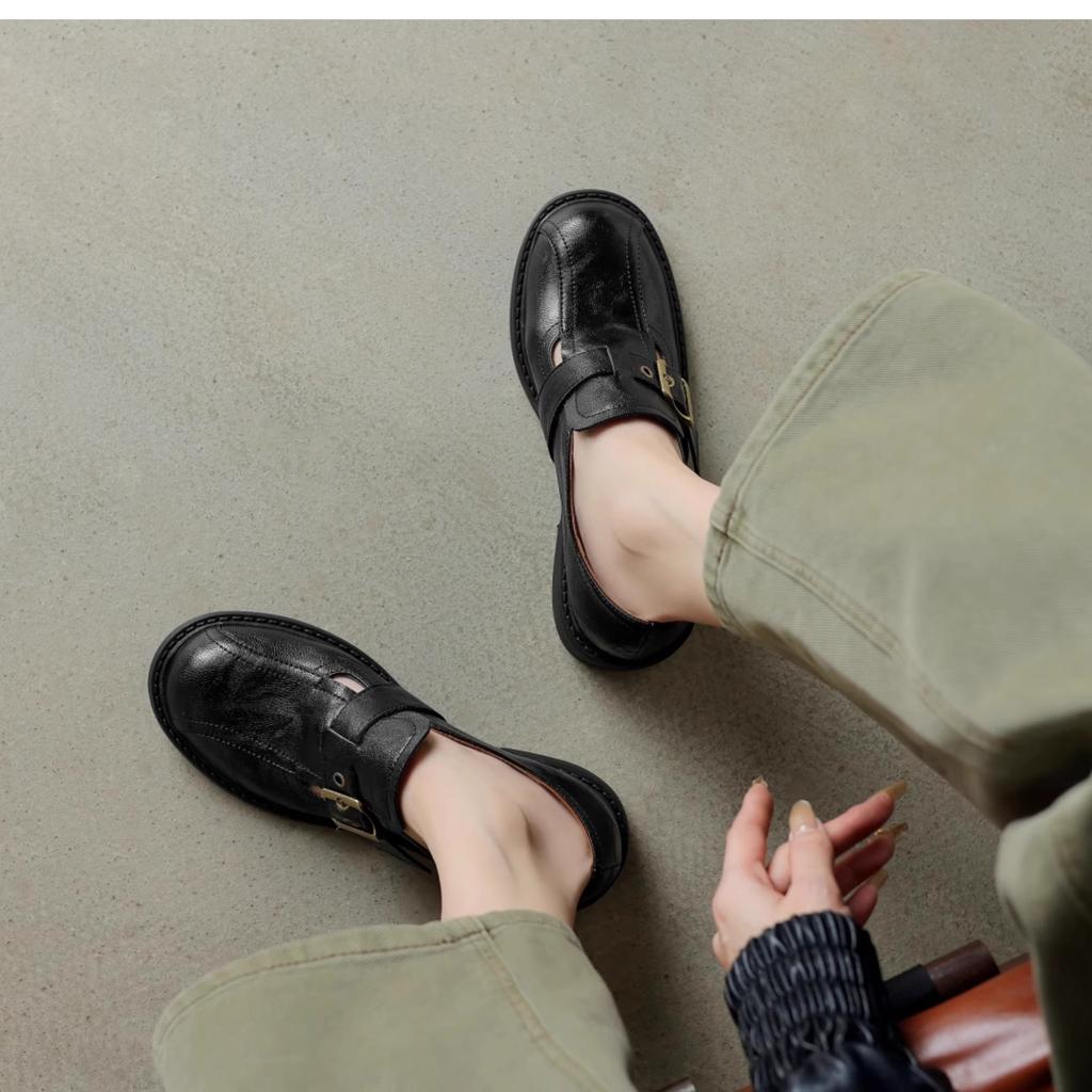 Keep version~ Niche designer loafers British small leather shoes New one-pedal heightening soft leather women's shoes single shoes