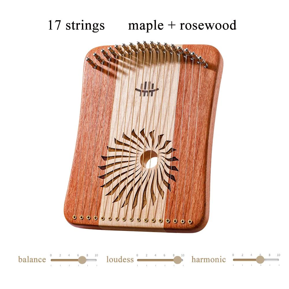 Hluru Lyre 31 Strings Mini Thumb Kalyre 17 Kalimba Strings Finger Harp Wood Creative Finger Lyre Beginner Musical Instrument