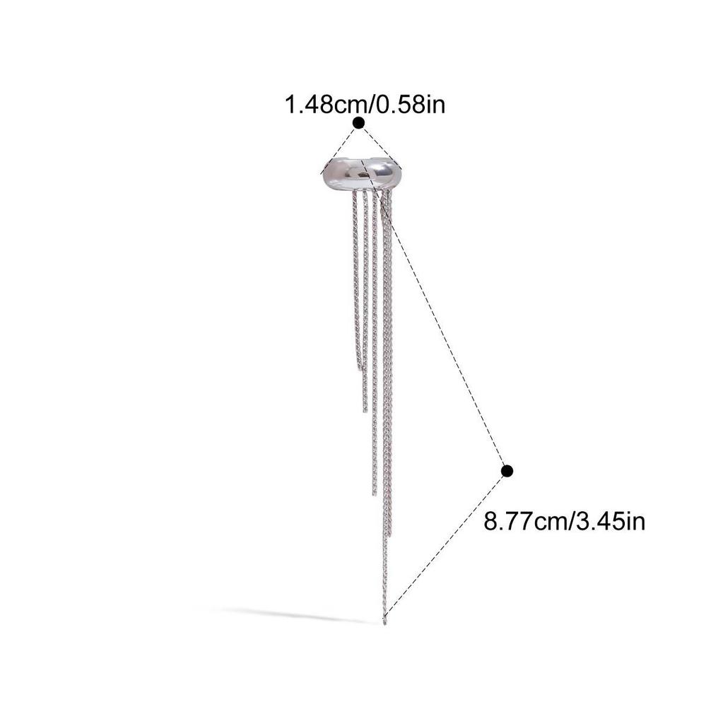 Yori 1Pc Long Tassel Drop Dangle Ear Clip Women's Metal Charms Stainless Steel 18K Gold PVD Plated Waterproof Jewelry 2025 New