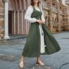 Women's Long Sleeve Dress Fall Casual T Shirt Loose Fit Pleated Front Dresses With Pockets