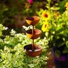 Plant Support Metal Garden Ornament,Garden Stake With 3-Tiered Water Bowls, Bee Bird Water Feeder Bath, Outdoor Yard Patio Decor