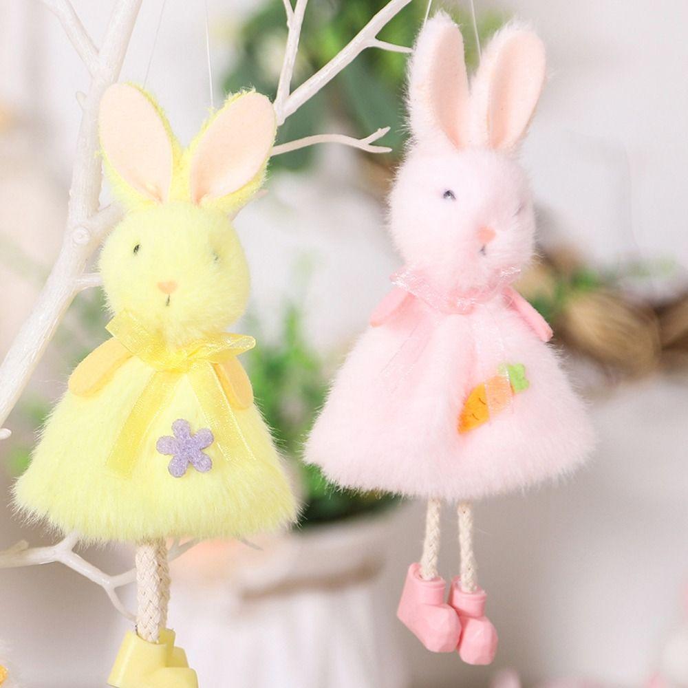 Handmade Rabbit Doll Pendant Plush Happy Easter Decoration  Party Favors