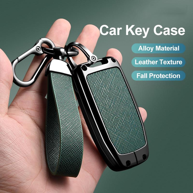 3/4 Button Zinc Alloy Leather Car Key Case For Hyundai Coupe Sonata Ix35 For Kia Forte Sportage K2 K5 Key Holder Car Key Case
