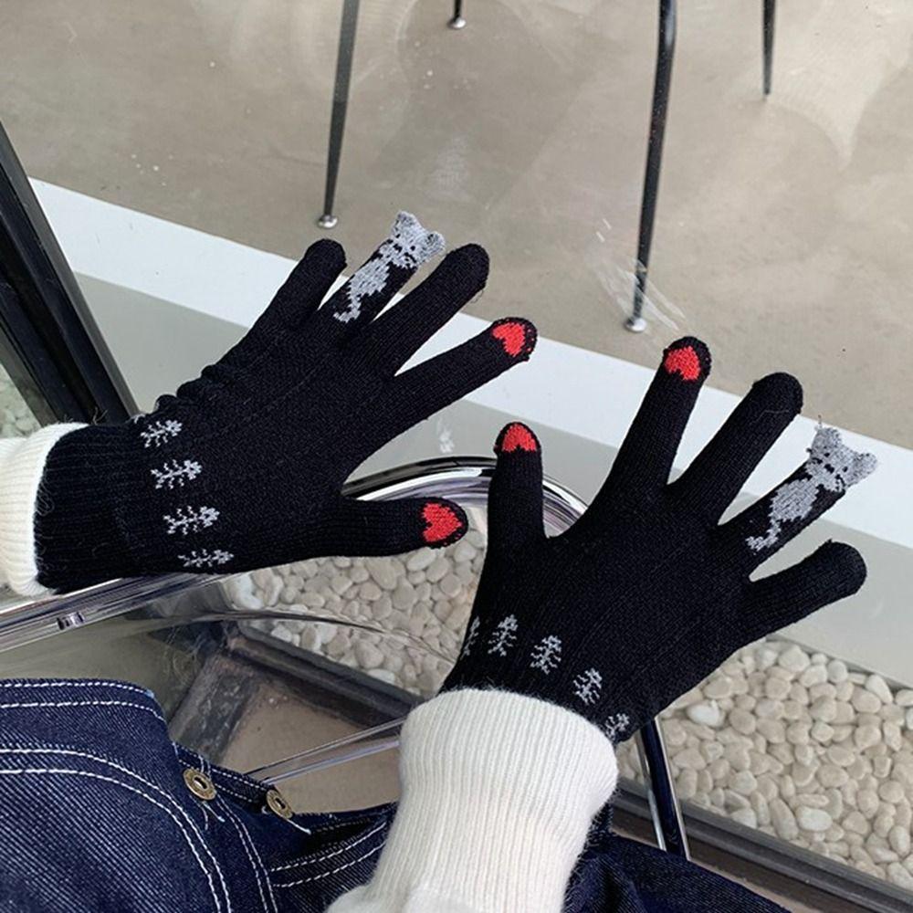 

Warm Winter Velvet Gloves Touch Screen Fluffy Mittens Cute Plush Knitted Gloves Outdoor