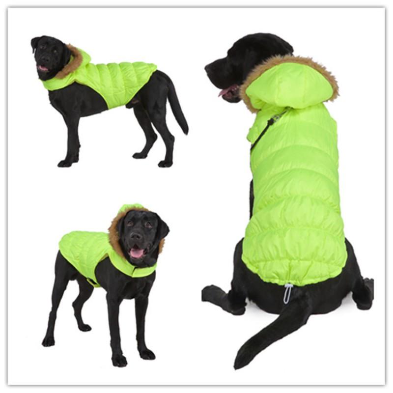 Winter Pet Dog Coat With Reflective Stripes Warm Thick Cotton Jacket Large Dogs