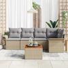 Garden Sofa Set with Cushions 6 Pcs Beige Poly Rattan