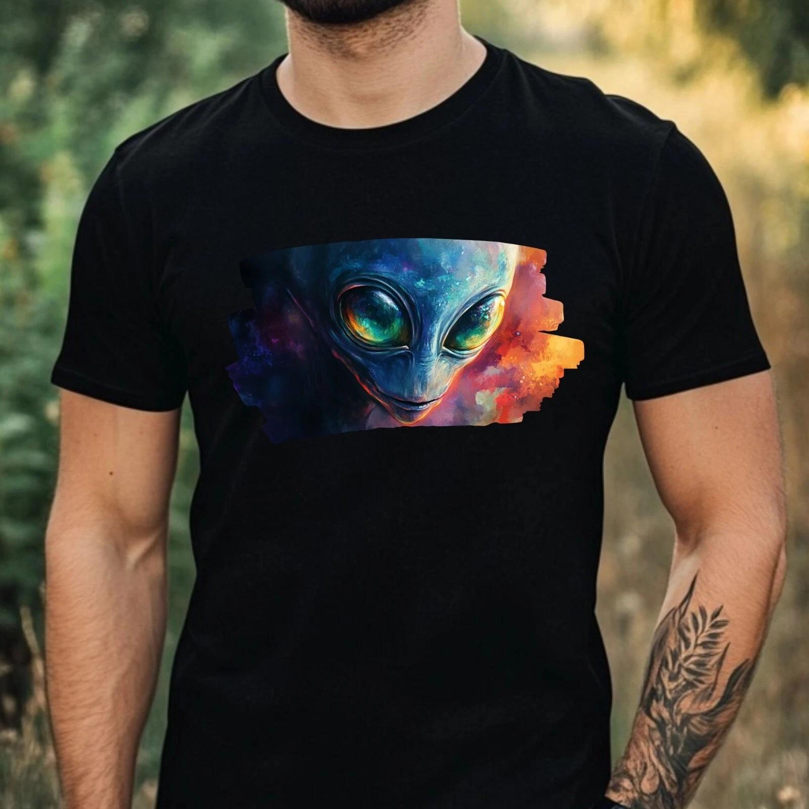 T-Shirt Herren Alien Portrait Motiv Baumwolle Größe XS bis 5XL XS