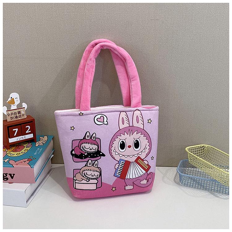 Snack bag portable office worker portable handbag Labubu bucket bag cute hand-held lunch bag