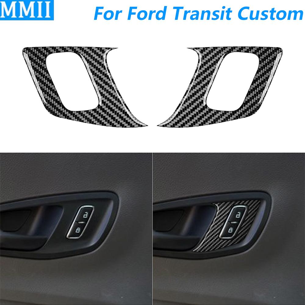 For Ford Transit Custom V363 2024 2025 Carbon Fiber Inner Door Lock Button Switch Panel Cover Decorative Car Accessories Sticker