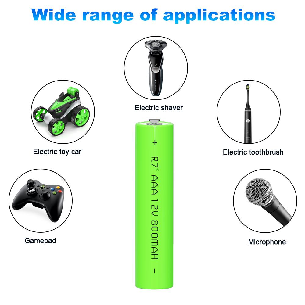 R7 1.2V AAA Ni-MH Rechargeable Battery 800mAh with Weld Tabs - Long-Lasting Power for Electric Shaver, Razor, Toothbrush