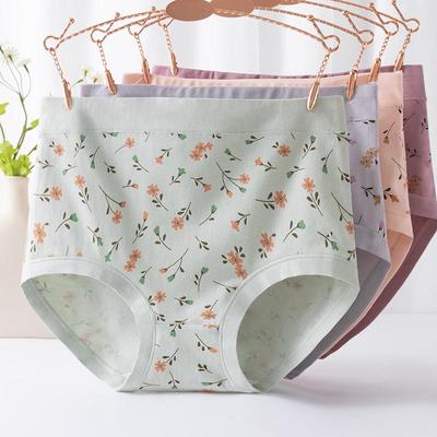 3 Stück/Set Damen Baumwoll-Slips mit hoher Taille und Blumenmuster - Antibakteriell, Bequem und Atmungsaktiv für Mütter mittleren Alters und ältere Frauen