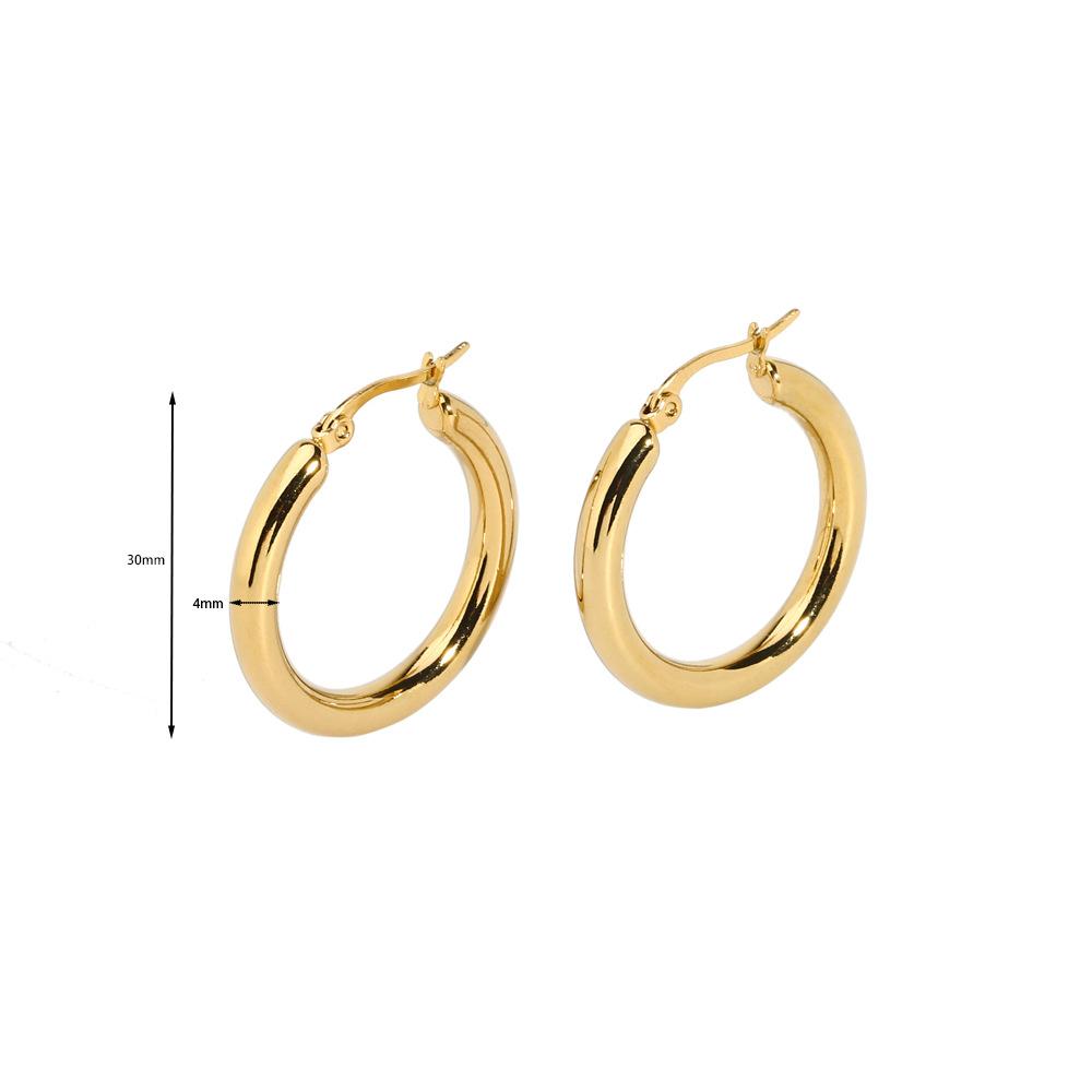 Gold Stainless Steel Fashion Small Big Circle Women Hoop Earrings Exaggerated Hoop Ear Loop 30/40/50mm  Earring Party Jewelry