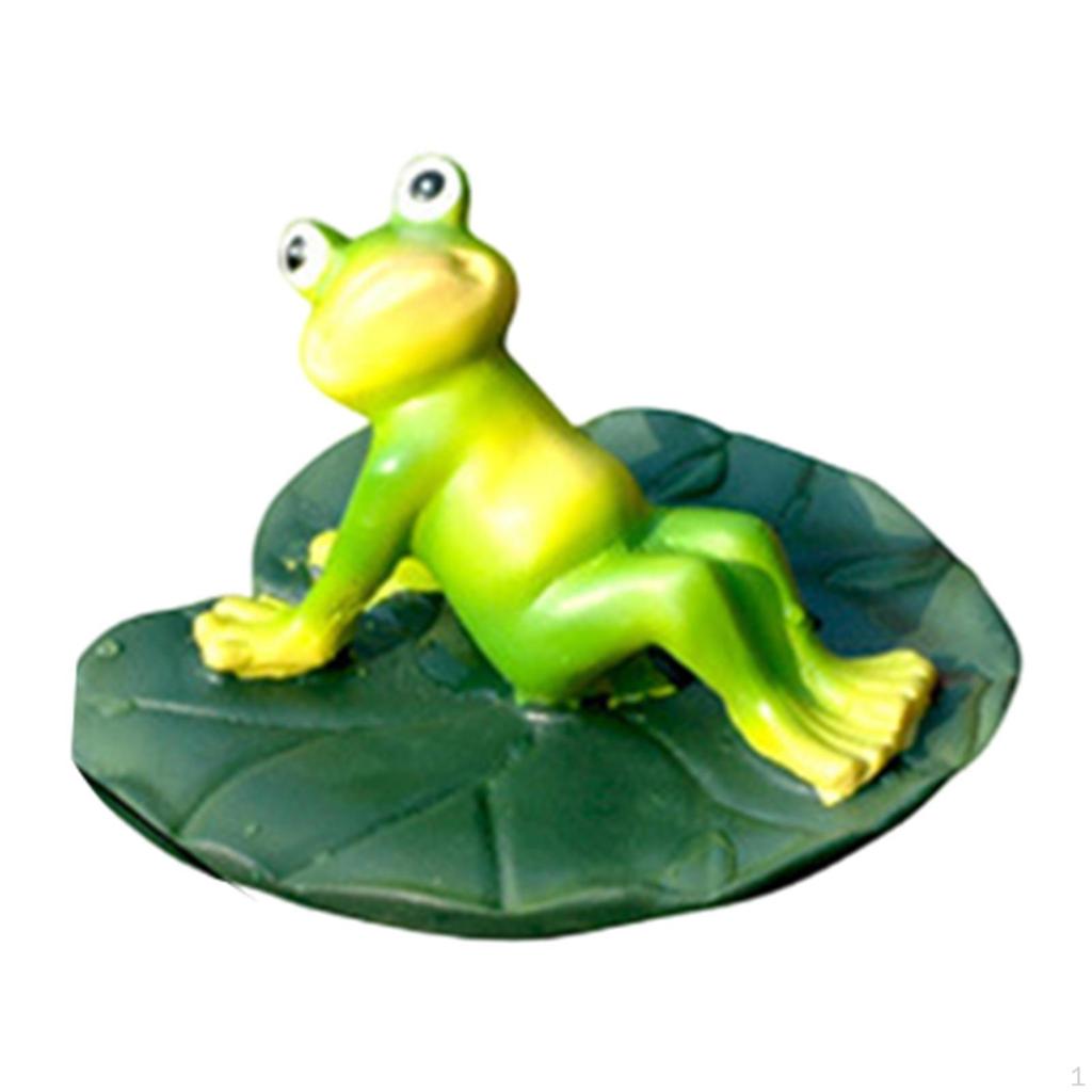 Floating Frog Figure with Water, Resin, Animal Statue Decoration for Patio Aquarium