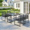 5 Pieces Garden Dining Set, Outdoor Patio Cube Set, 4 Seater Outdoor Table and Chairs with Foldable Backrest, Dark Grey