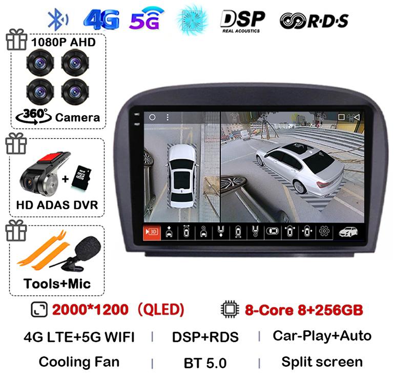 Android 14 Carplay Car Radio For Mercedes Benz SL R230 SL350 SL500 SL55 SL600 SL65 2001-2007 Multimedia Video Player GPS Stereo