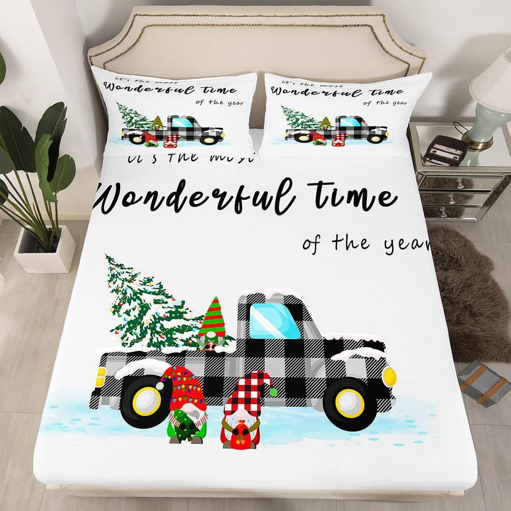 Christmas-Themed Pattern Mattress Three-Piece Digital Printing Mattress Bedding Set Adult Children