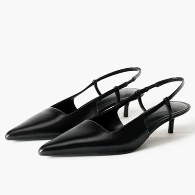 Modne Czarne Miękka Skóra Pasek na Kostkę Średnio Wysoki Obcas 5cm Damskie Szpilki Seksowne Szpiczaste Czółenka dla Pań Eleganckie Imprezowe Biurowe Projektanta Buty