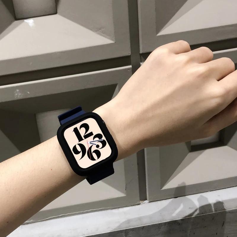 Koreanisch Niedliches Silikonarmband + Hülle Für Apple Watch Armband 44mm 45mm 49mm 42mm 40/38mm 41MM Frauenarmband Für iWatch 9 7 8 6 5 4 SE