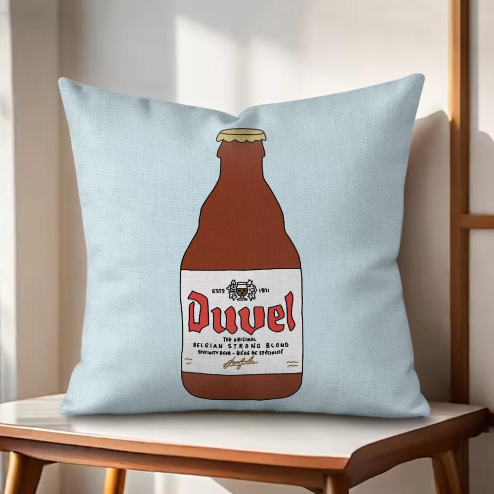 Cool Protective DDuvel Beer Cushion Cover Natural Linen Organic Fabric DoubleSided Printing Couch Pillow Covers Home Decor 30x30cm