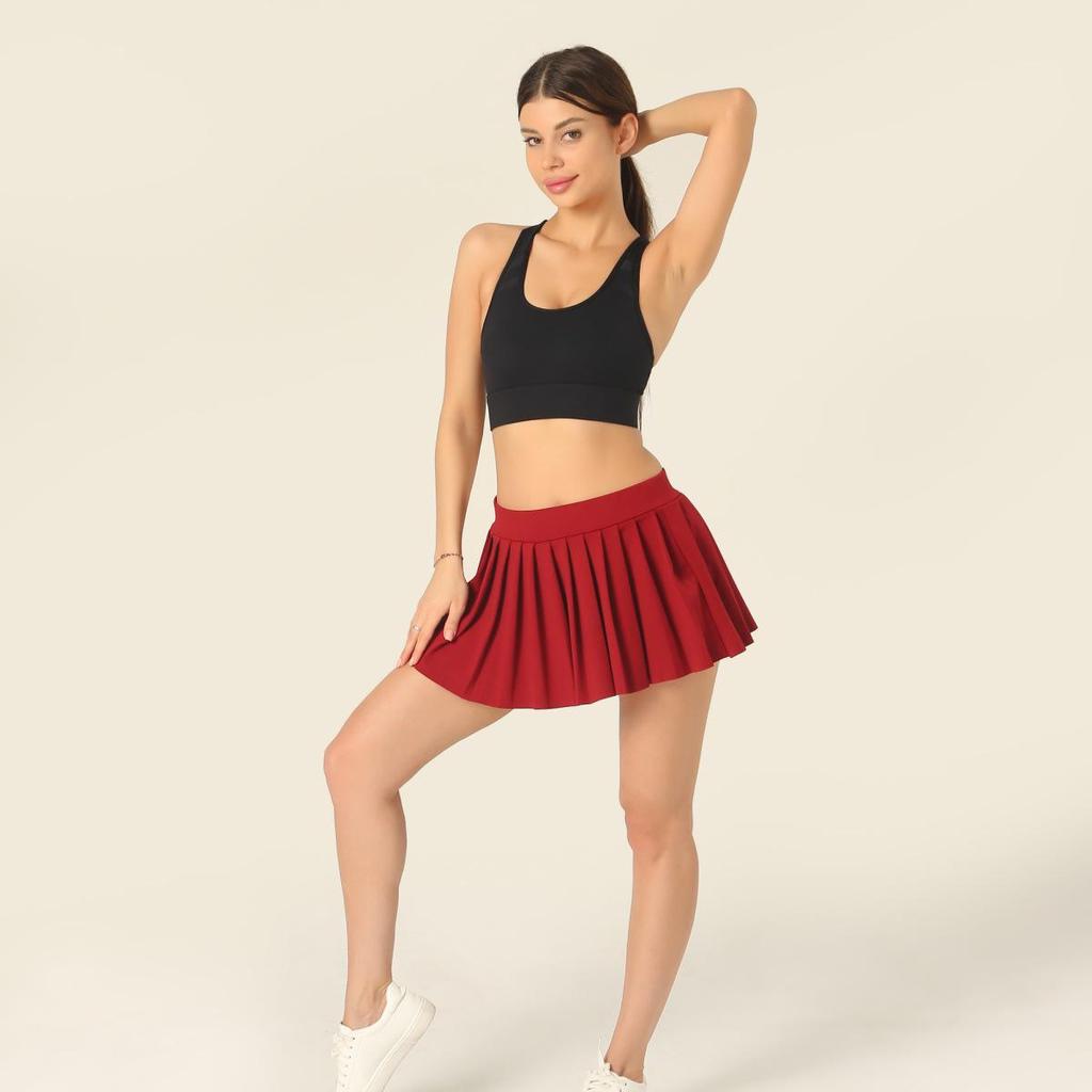 2024 Elastic Waistband Super Short Pleated Skirt, 32 cm Length, No Safety Pants